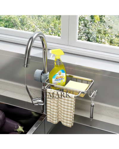 Сушилка-органайзер алюминиевый на смеситель с креплением для крана (HA-542)