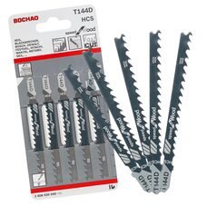 Пилки для лобзика Bochao T144D Wood, 5 шт, прямой рез, для дерева, 5-50 мм (YAB)