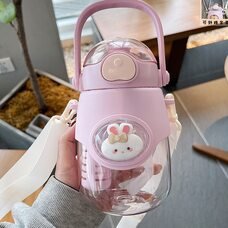 Пляшка дитяча для води пластикова Зайчик, 820 мл., Рожевий (YAB)