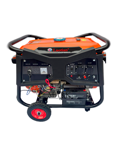 Бензиновый однофазный генератор с медной обмоткой LUOTIAN 6500, 6,5 кВт 2в1 + Газовый карбюратор с редуктором 188F от 6 кВт