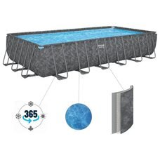 Прямокутний каркасний басейн сходи, тент, фільтр-насос у комплекті Bestway 561KG, 732 х 366 х 132 см 30045 л
