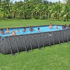 Прямокутний каркасний басейн сходи, тент, фільтр-насос у комплекті Bestway 561KJ, 956 х 488 х 132 см 52231 л 