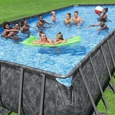Прямокутний каркасний басейн сходи, тент, фільтр-насос у комплекті Bestway 561KJ, 956 х 488 х 132 см 52231 л 