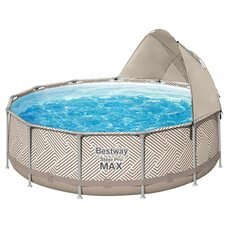 Круглий каркасний басейн з міні-дахом, пісочний фільтр, сходи, тент в комплекті Bestway 561FY 396 x 107 см 11133 л