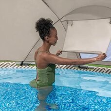 Круглий каркасний басейн з міні-дахом, пісочний фільтр, сходи, тент в комплекті Bestway 561FY 396 x 107 см 11133 л