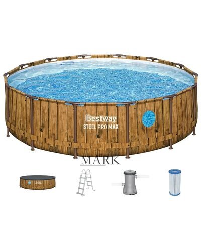 Круглый каркасный бассейн, песочный фильтр, лестница, тент Bestway 561JM 427х107 см 13030 л
