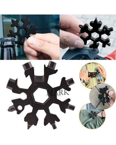 Мультитул в виде снежинки универсальный инструмент Wrench Tool 18 в 1 Черный (YAB)