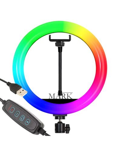 Кольцевая LED лампа RGB, 1 крепление управления на проводе, USB, 36 см (YAB)