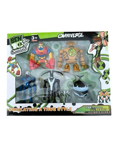 Детские игрушечные светящиеся фигурки G16001/0844А-6 BEN10 5 серии - Ион+Часовой механизм+Фитбек+Блокс+Ител (NI)