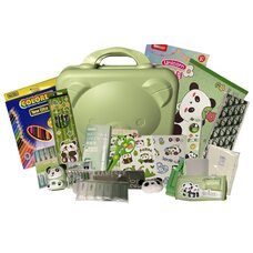 Дитячий подарунковий набір канцелярії у валізі на 55+ предметів "Капібара" + іграшка Лабубу Серія 2 Зелений