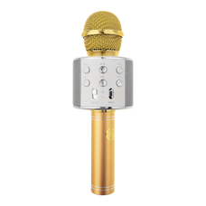 Беспроводной Bluetooth Караоке-микрофон WS-858 Bluetooth USB, AUX FM Золотой (HA-50)