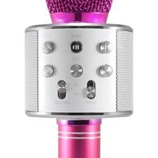 Беспроводной Bluetooth Караоке-микрофон WS-858 Bluetooth USB, AUX FM Розовый (HA-50)