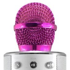 Беспроводной Bluetooth Караоке-микрофон WS-858 Bluetooth USB, AUX FM Розовый (HA-50)