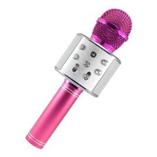 Беспроводной Bluetooth Караоке-микрофон WS-858 Bluetooth USB, AUX FM Розовый (HA-50)