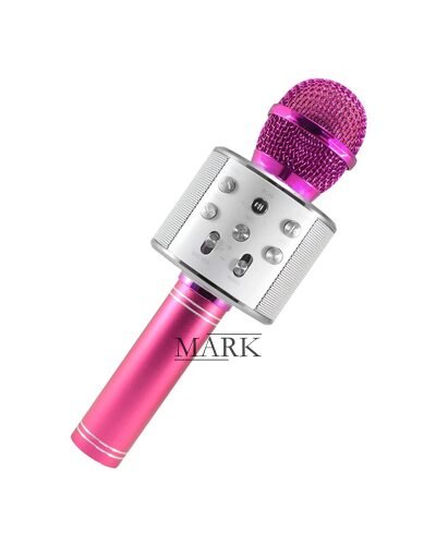 Беспроводной Bluetooth Караоке-микрофон WS-858 Bluetooth USB, AUX FM Розовый (HA-50)