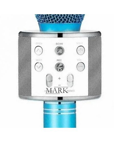 Беспроводной Bluetooth Караоке-микрофон WS-858 Bluetooth USB, AUX FM Голубой (HA-50)