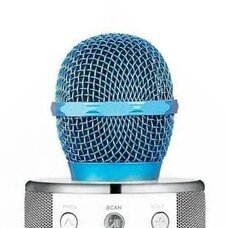 Бездротовий Bluetooth Караоке-мікрофон WS-858 Bluetooth USB, AUX FM Блакитний (HA-50)