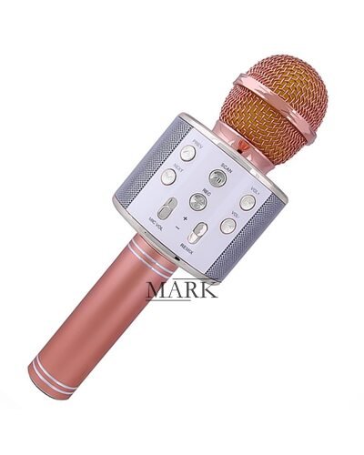 Беспроводной Bluetooth Караоке-микрофон WS-858 Bluetooth USB, AUX FM Розовое золото (HA-50)