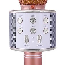 Беспроводной Bluetooth Караоке-микрофон WS-858 Bluetooth USB, AUX FM Розовое золото (HA-50)