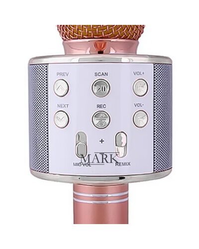 Беспроводной Bluetooth Караоке-микрофон WS-858 Bluetooth USB, AUX FM Розовое золото (HA-50)