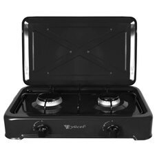 Портативна настільна газова-плита 2 конфорки з кришкою YUCEL O-200-LPG/1966 Чорний (JS)