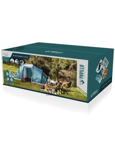 Туристическая палатка с навесом четырехместная Bestway 68093 «Family Ground 4» 2 слоя 460x230x185см (LM)