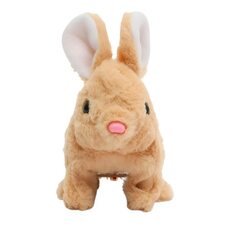 Дитяча рухлива плюшева інтерактивна іграшка Кролик попригунчик Бежевий (AX)