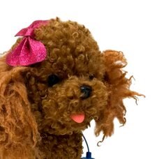 Розвиваюча пухнаста рухлива інтерактивна іграшка для дітей Собачка на повідку Тойпудель 30 см (AX)