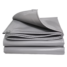 Водостійкий прогумований захисний тент з люверсами ПВХ 791 150 г/м2 5х6 м Сірий (JS)