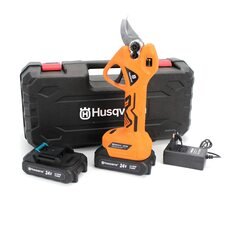 Портативный аккумуляторный садовый секатор для обрезки веток с 2 сменными АКБ и пластиковым кейсом Husqvarna XIP365 (2 АКБ, 24V, 5AH)