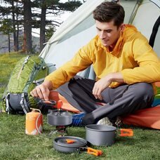 Набір посуду CAMPSOR 1716 для багаття, кемпінгу зі складаними ручками 7 предметів (JS)