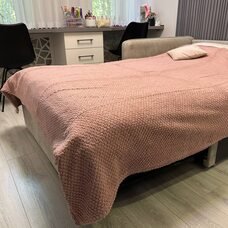 Плед-покривало двуспальне євро Lisa стільники «Затишок» 180*200 см Рожевий (ВОТ)