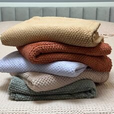 Плед-покривало двуспальне євро Lisa стільники «Затишок» 180*200 см Рожевий (ВОТ)