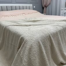 Плед-покривало двуспальне євро Lisa стільники «Затишок» 180*200 см Сірий (ВОТ)