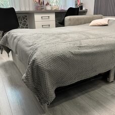 Плед-покривало двуспальне євро Lisa стільники «Затишок» 180*200 см Сірий (ВОТ)