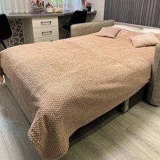 Плед-покривало двуспальне євро Lisa стільники «Затишок» 180*200 см Бежевий (ВОТ)