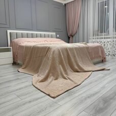 Плед-покривало двуспальне євро Lisa стільники «Затишок» 180*200 см Бежевий (ВОТ)