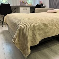 Плед-покривало двуспальне євро Lisa стільники «Затишок» 180*200 см Пісочний (ВОТ)