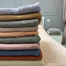 Плед-покривало двуспальне євро Lisa стільники «Затишок» 180*200 см Синій (ВОТ)