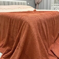 Плед-покривало двуспальне євро Lisa стільники «Затишок» 180*200 см Теракотовий (ВОТ)