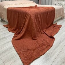 Плед-покривало двуспальне євро Lisa стільники «Затишок» 180*200 см Теракотовий (ВОТ)