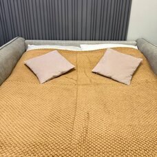 Плед-покривало двуспальне євро Lisa стільники «Затишок» 180*200 см Персиковий (ВОТ)