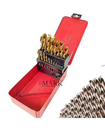 Набор сверл по дереву металлу Drillpro HSS с титановым покрытием от 1 до 13 мм в кейсе (JS)