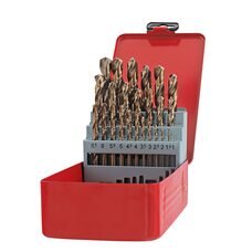 Набір свердел по дереву металу Drillpro HSS з титановим покриттям від 1 до 13 мм в кейсі (JS)