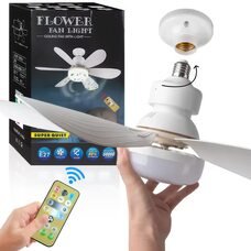 Стельовий вентилятор-лампа з цоколем пульт керування Flower Fan ДУ 3000K-6500K E27