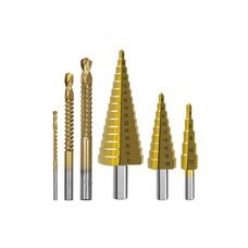 Набір ступінчастих свердел і свердел-фрез 1874 з титановим покриттям у кейсі (6 шт.)(JS)