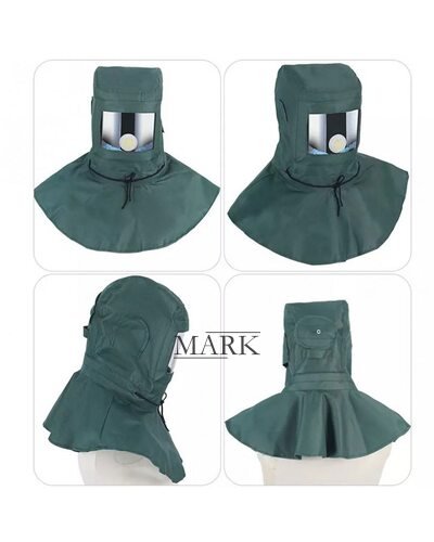 Пескоструйная защитная маска (капюшон) для лица 360 °, обдув стекла от запотевания 902 (JS)