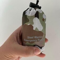 Камуфляжное спасательное термопончо с капюшоном 92 г. Мультикам