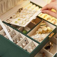 Функциональная шкатулка для хранения украшений 23×17×13,5 см XL-1319, Зеленый (205)