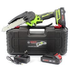 Портативний акумуляторний гілкоріз для роботи з деревиною з 2 АКБ у комплекті Bosch UniversalChain 18 (24V, 5.0 Ah, 15 см шина)
